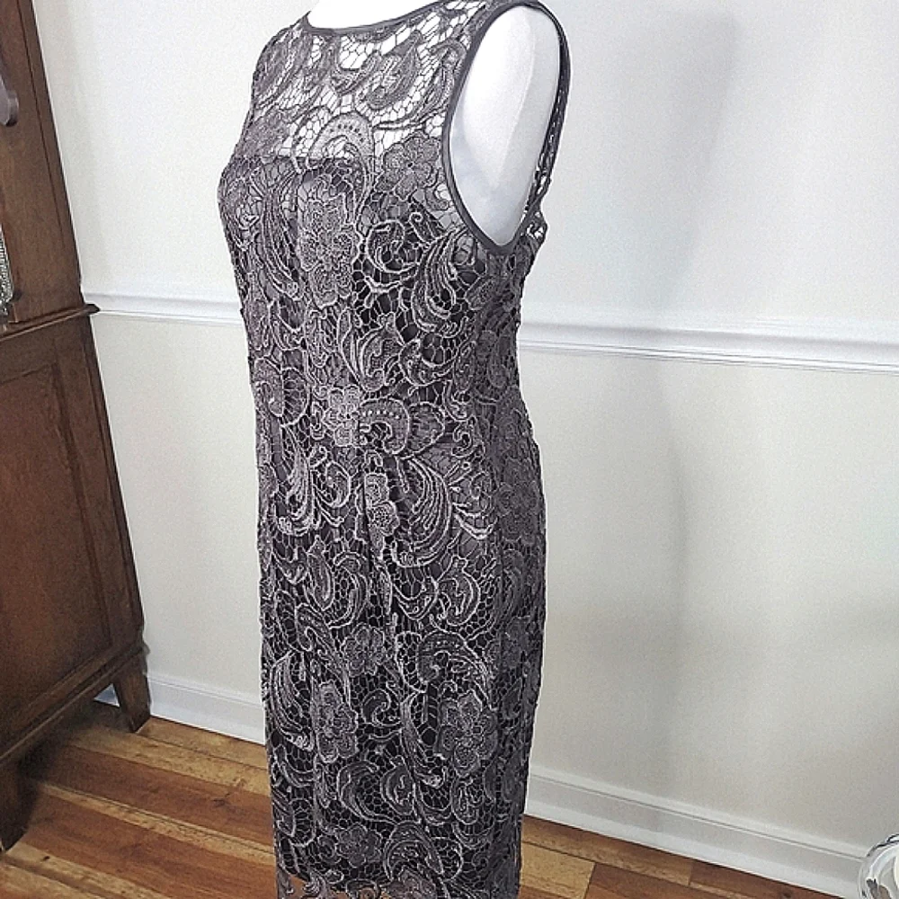 Adrianna Papell Evening Illusion Lace Sheath Dress Size 10